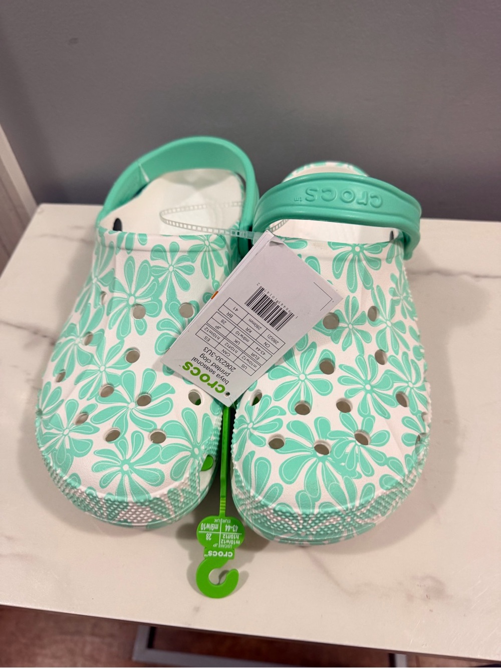 CROCS Baya Seasonal Printed Clog in Mint and White